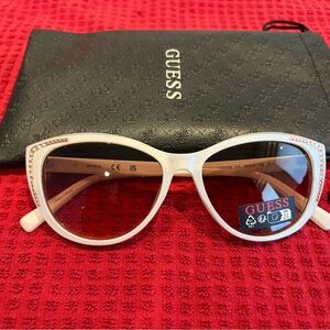 GUESS Ivory Cat-Eye Sunglasses with Crystal Accents